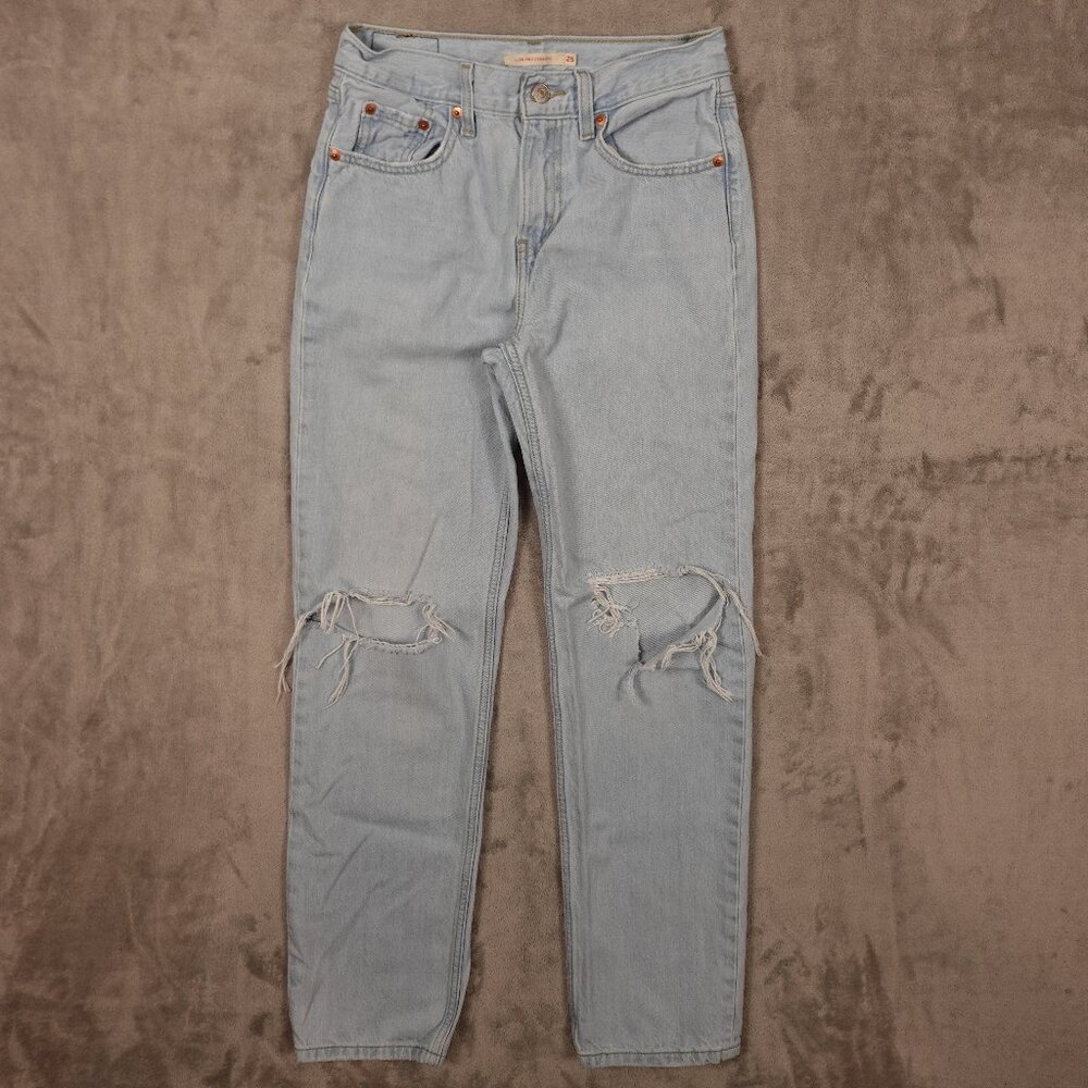 Levi's Jeans Low Pro Straight women's 25 light‎ wash blue denim distressed